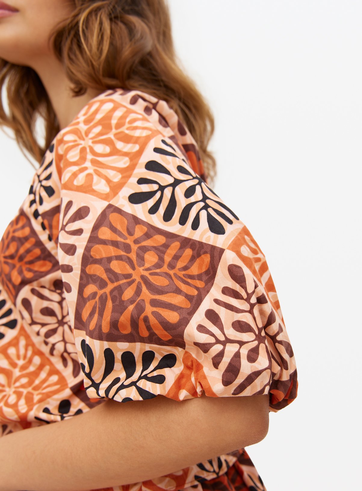 Tile Printed Puff Sleeve Co-ord Top 18 - Image 3 thumbnail